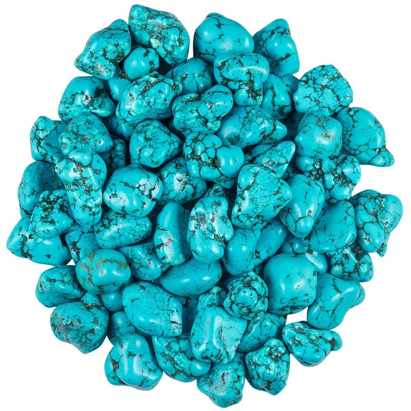 SUNYIK Green Howlite Turquoise Polished Stone, Irregular Tumbled Crystal Point Loose Gemstone for Healing Reiki Jewelry Making Decoration 0.7â€™â€™-1.5â€™â€™ 0.5lb (9-15pcs) - Image 1